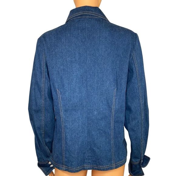 Revue Floral Embroidered Denim Jean Shirt Womens Size 8 Button Down Long Sleeve - Picture 4 of 6